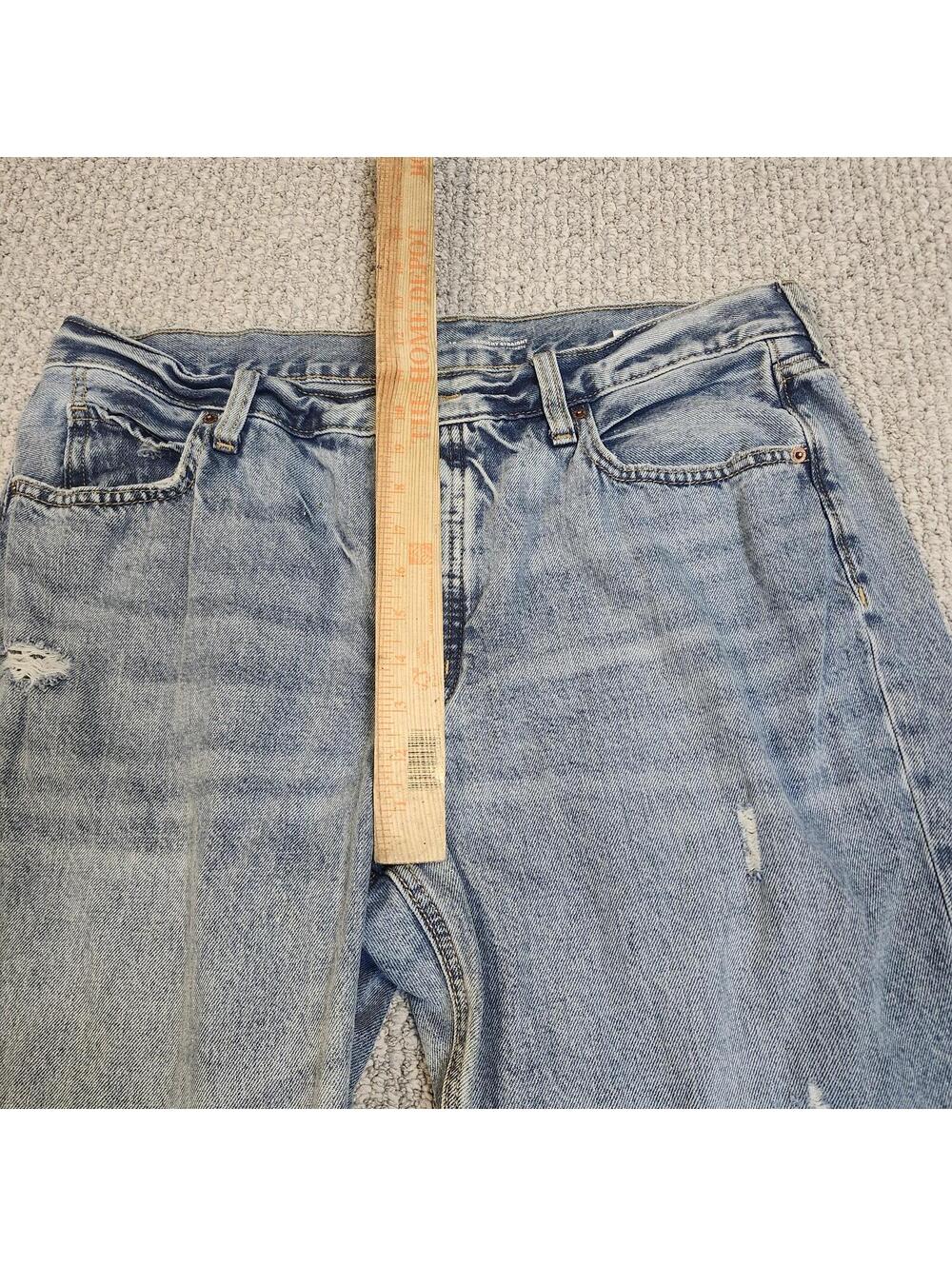 Old Navy Hi-Rise Slouchy Straight Jeans Size 16 Distressed Frayed Hem - Picture 3 of 8